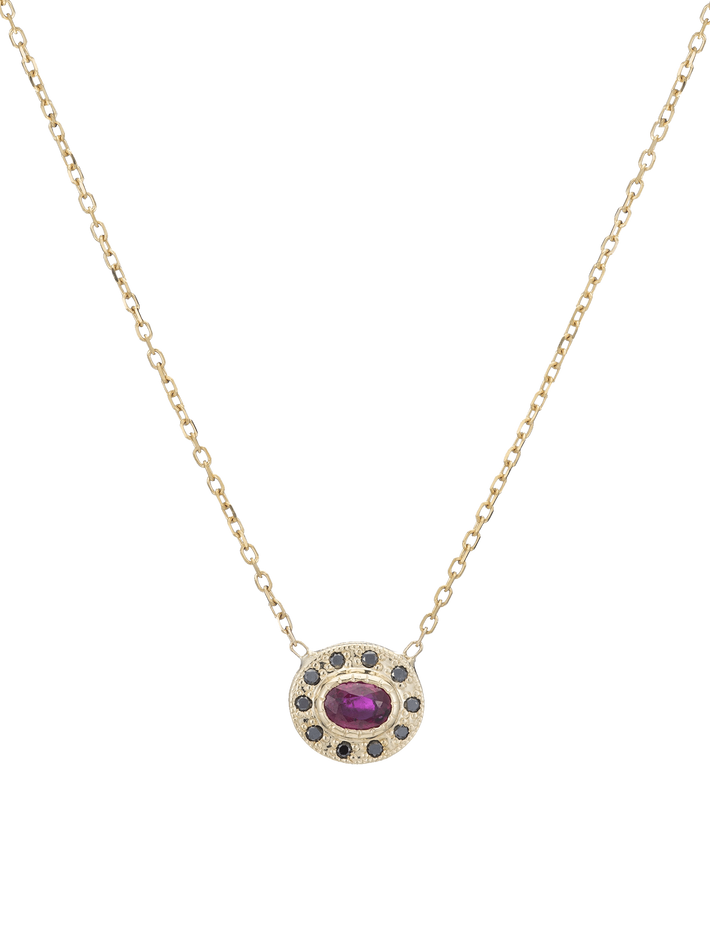 Ruby halo necklace