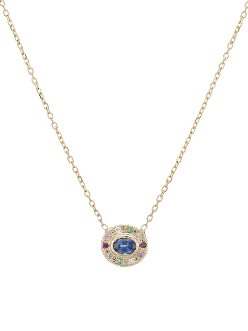 Sapphire halo necklace photo