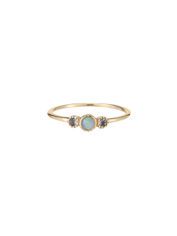Opal tanzanite trio ring