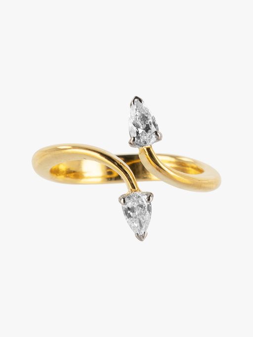 Sculptural 2 pear diamond ring photo