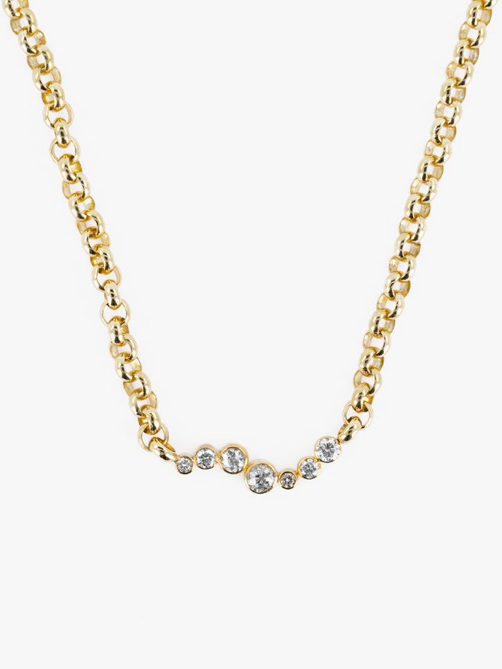 Wave diamond belcher chain pendant