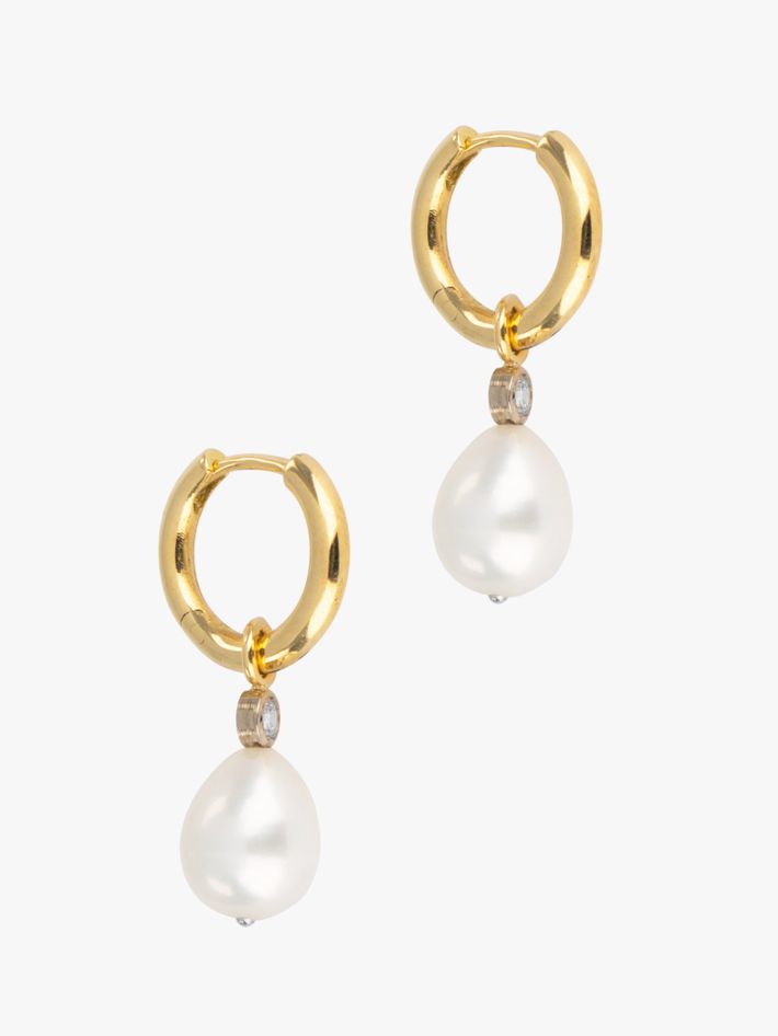 Diamond and pearl detachable hoops