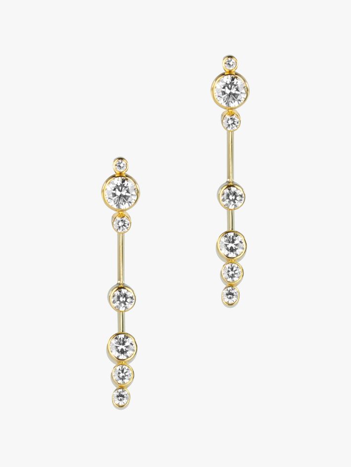 Floating diamond edge knife drop earrings