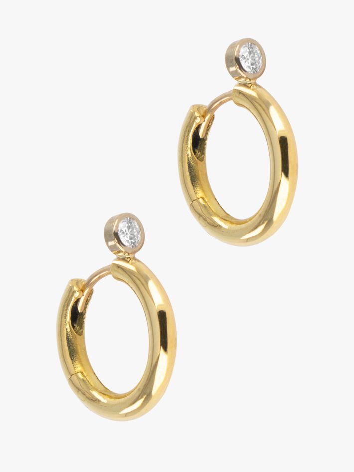 Small diamond top hoops