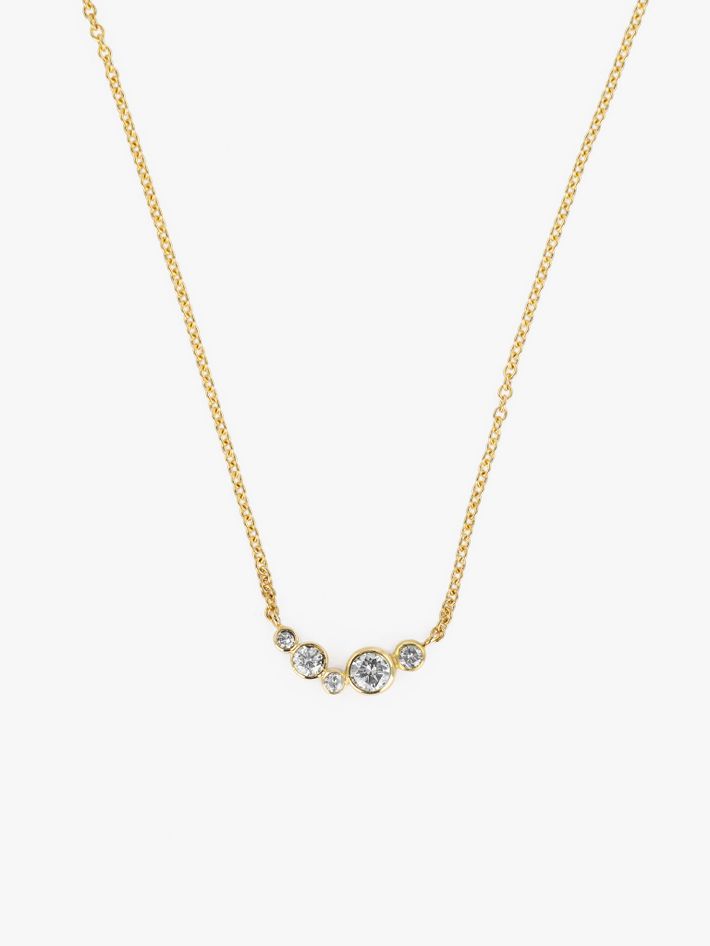 Small wave diamond necklace