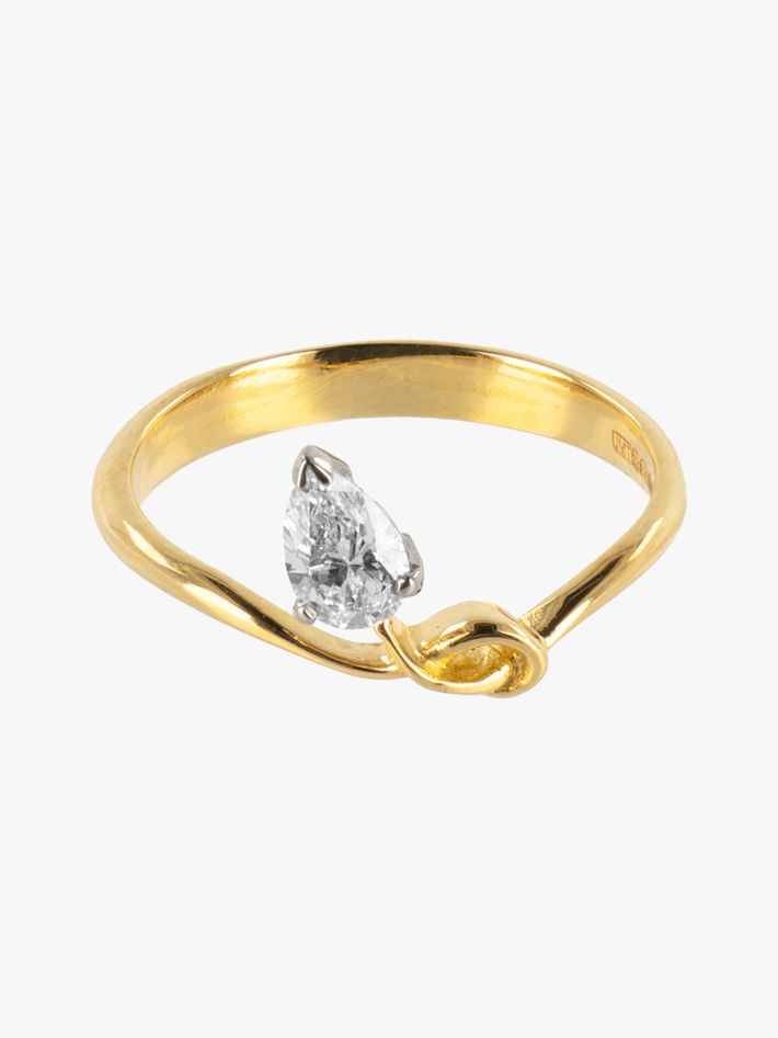 Sculptural pear diamond ring