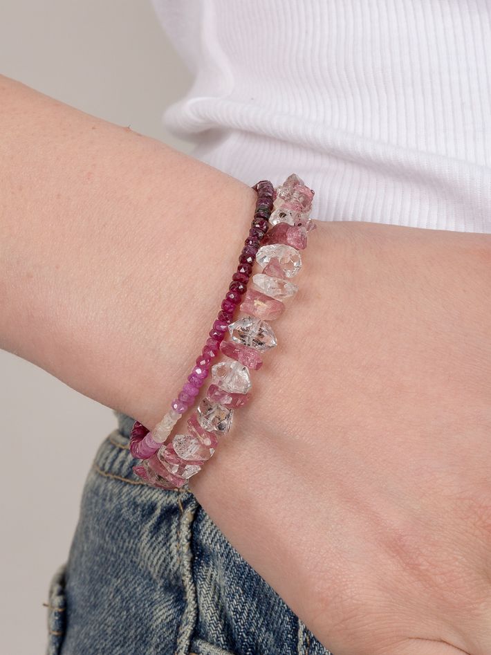 Gaia pink tourmaline and herkimer diamond bracelet