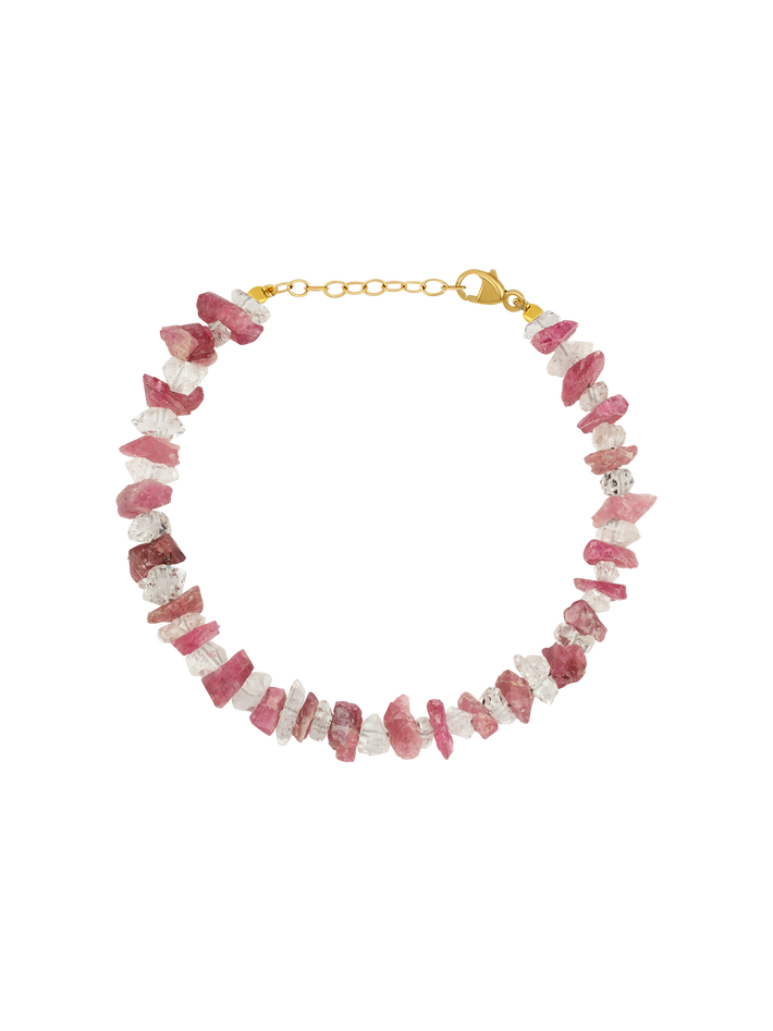 Gaia pink tourmaline and herkimer diamond bracelet