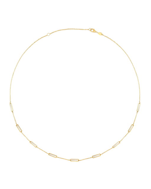 Marquet Mother of Pearl Gold Bar Chain Necklace photo