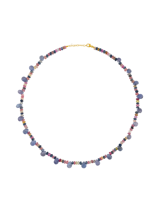 Arizona rainbow sapphire tanzanite drops necklace  photo