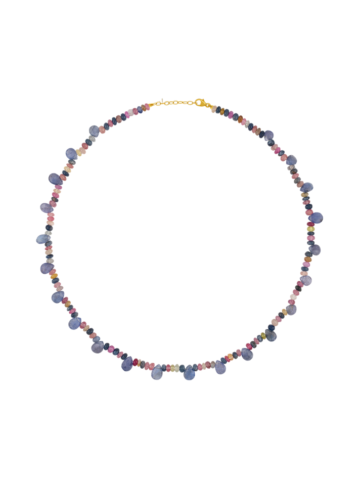 Arizona rainbow sapphire tanzanite drops necklace 