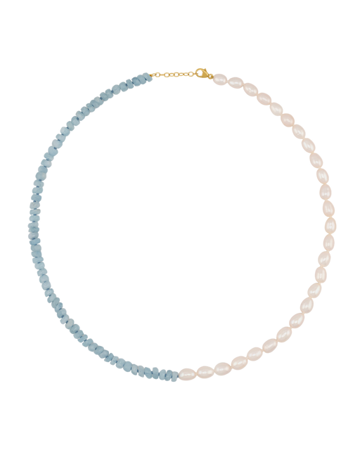 Ocean aquamarine vertical pearl union necklace photo