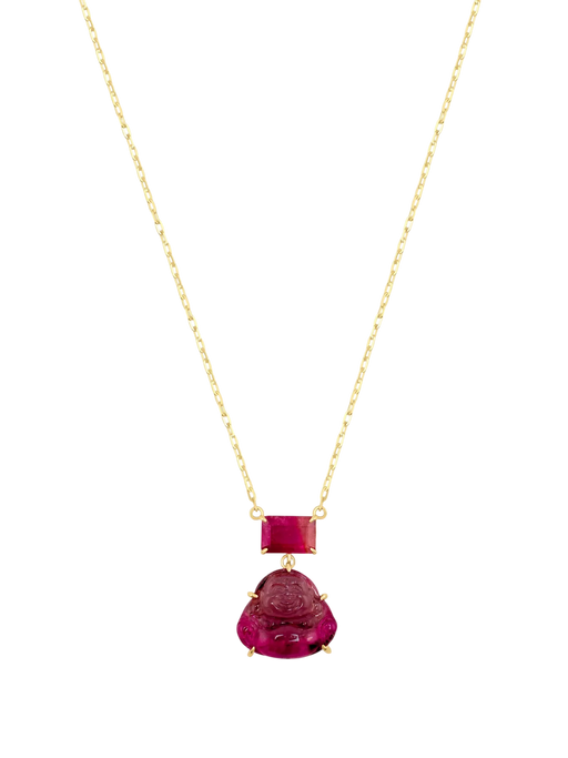 Happy Buddha Bicolor Tourmaline Necklace photo
