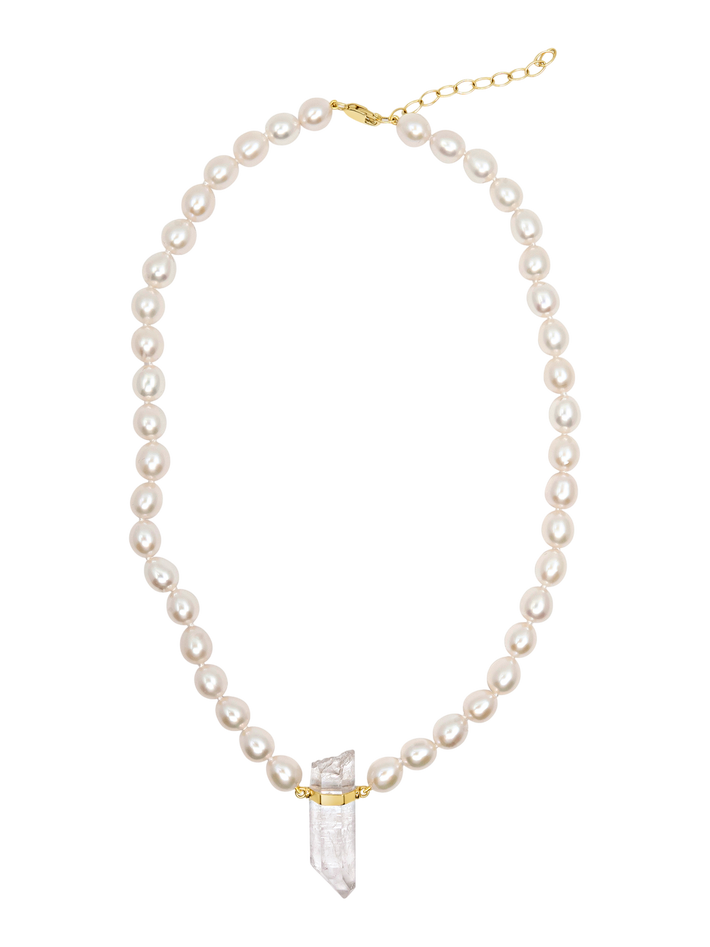 Ocean crystal quartz pearl necklace