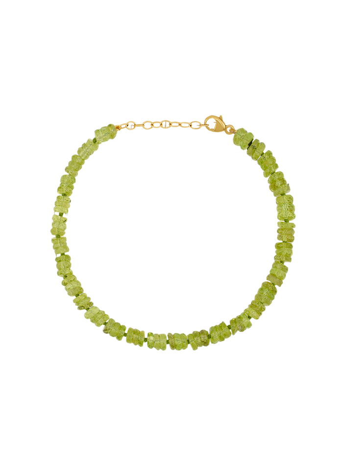 Aurora peridot faceted gemstone bracelet 