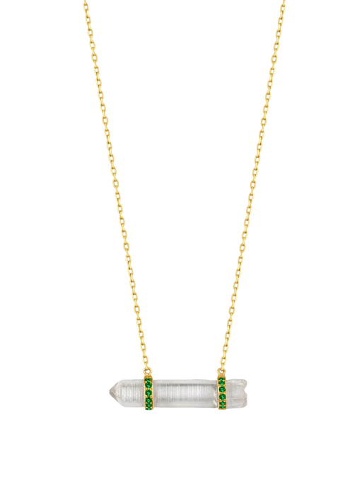 Crystalline Crystal Quartz Emerald Double Bar Necklace photo