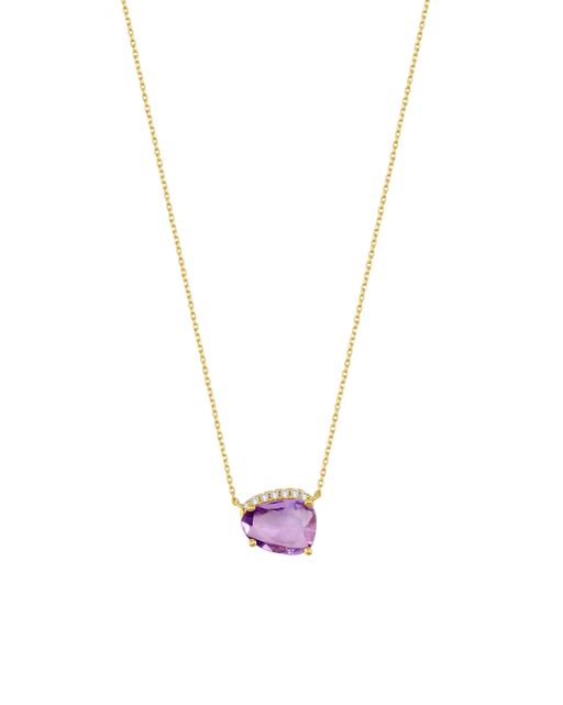 Chakra Purple Sapphire Diamond Halo Necklace photo