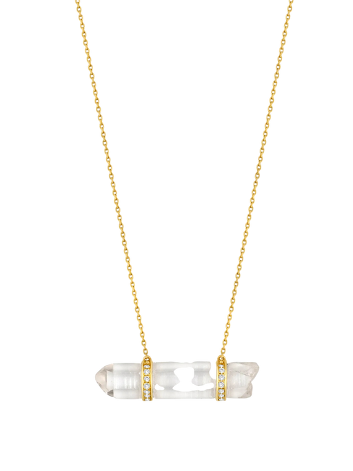 Crystalline Crystal Quartz Double Diamond Bar Necklace photo