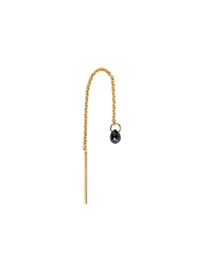 Black diamond drop threader earring