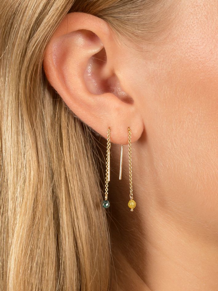 Yellow diamond drop threader earring