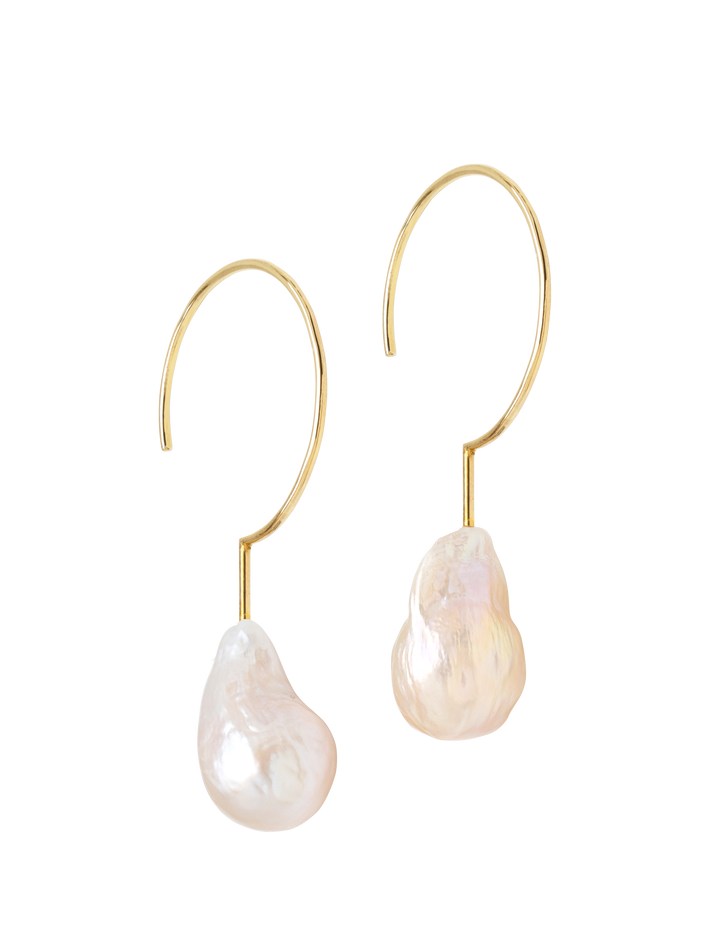 Simple baroque pearl hoop earrings