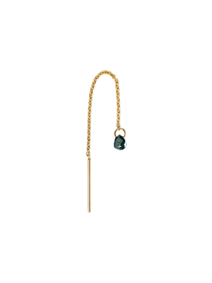 Green diamond drop threader earring