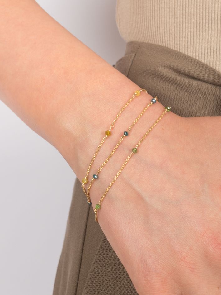 Chain bracelet with diamond beads