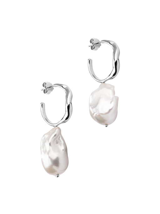 Curves baroque pearl hoop earrings photo
