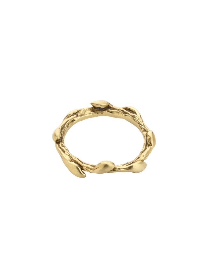 Yellow gold leaf ring