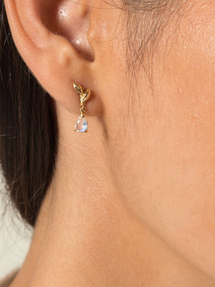Moonstone leaf drop earrings