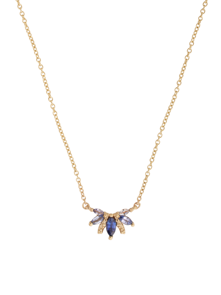 Orno marquise flare pendant with blue sapphires
