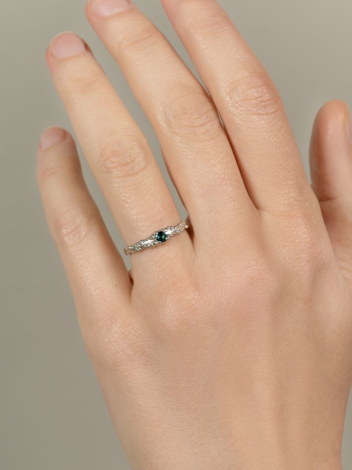 Orno engagement ring with teal tourmaline in 9ct white gold