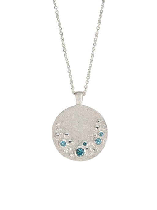 Decorio large round pendant with blue sapphires photo