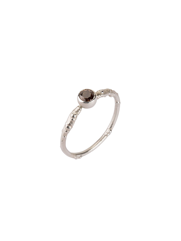 Orno slim ring with smoky quartz
