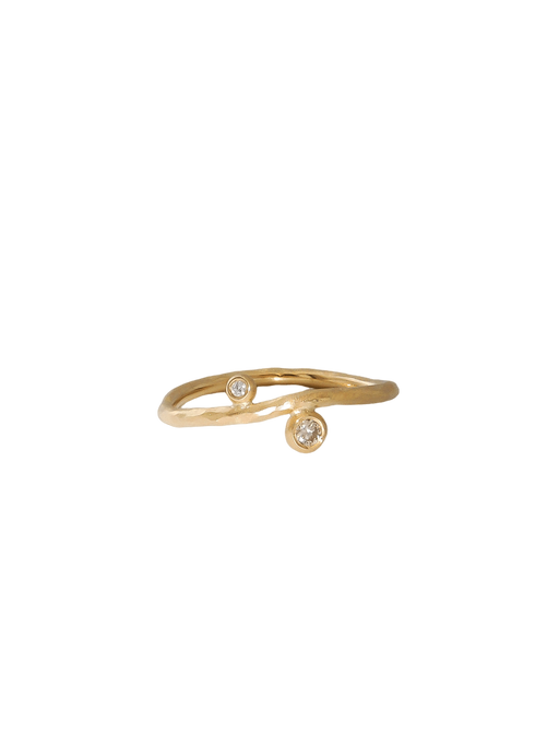 Textured gold ring with diamonds  photo
