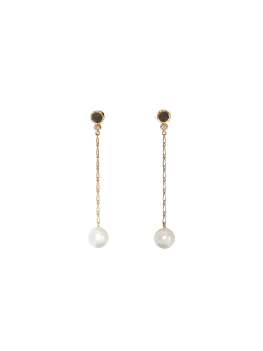 South sea pearl, moonstone and diamond drop earrings photo