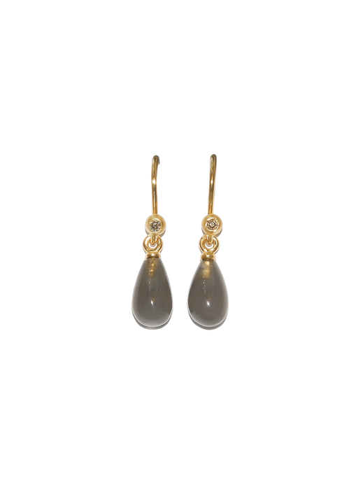 Diamond earrings with grey moonstone drops photo