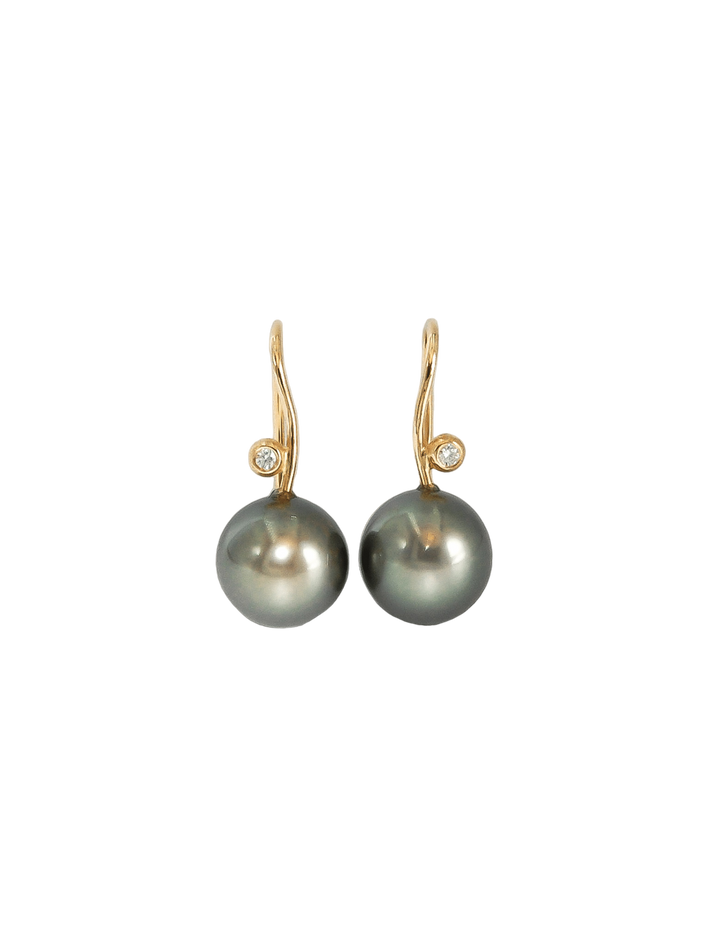 Tahitian pearl drop earrings with diamonds