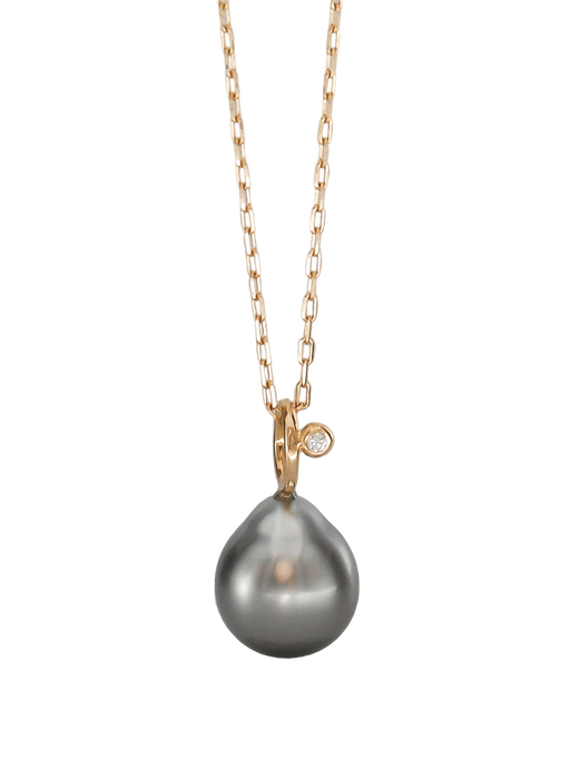 Tahitian pearl pendant with diamond photo