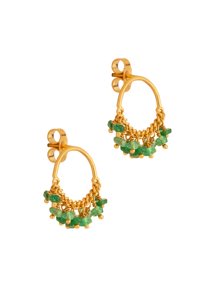 Loop emerald stud earrings in gold