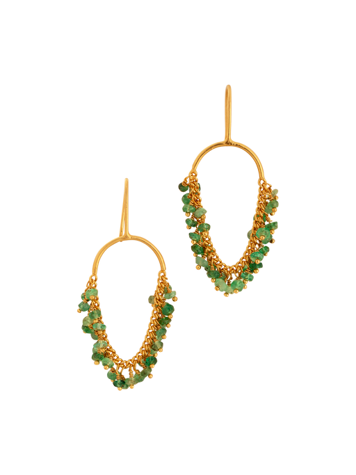 Loop hook earrings in emerald and gold vermeil photo