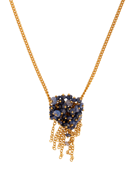 Tassel sapphire pendant necklace in gold vermeil photo