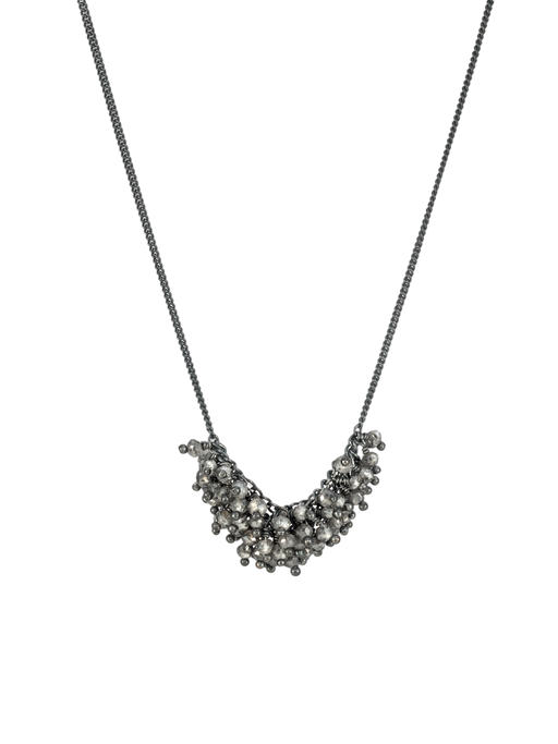 Crescent necklace in salt and pepper diamond photo