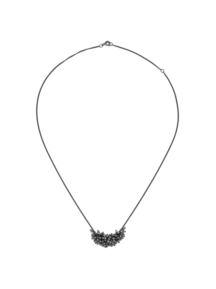 Crescent necklace in salt and pepper diamond