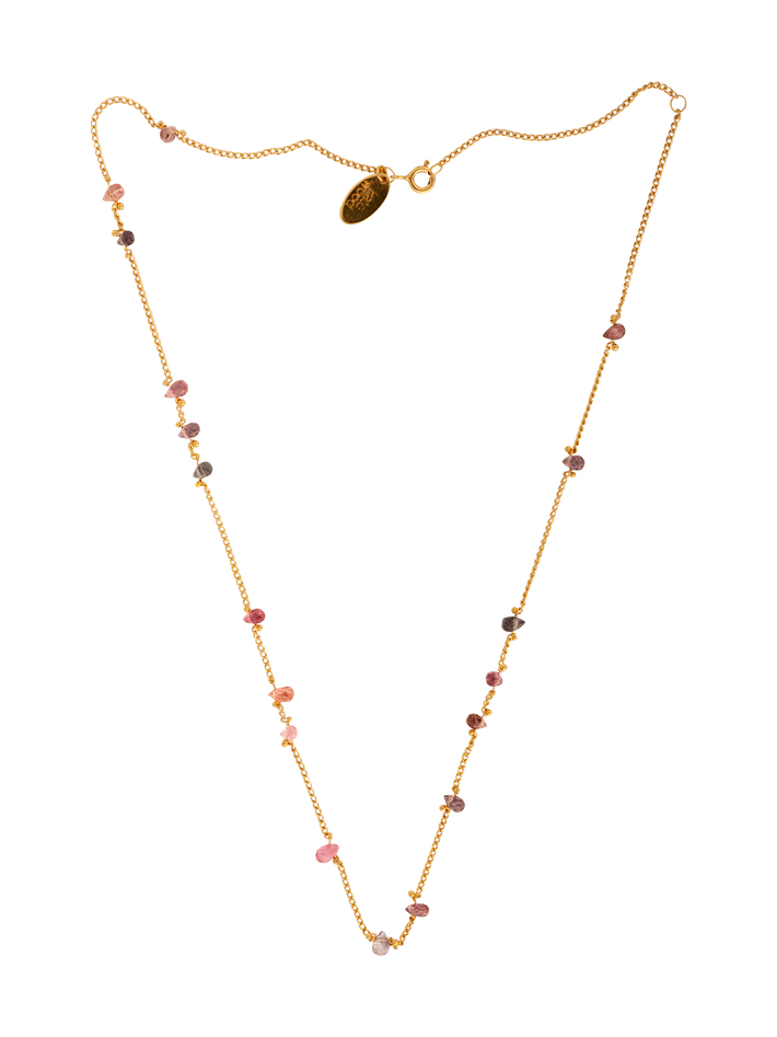 Briolette chain necklace in spinel and gold vermeil