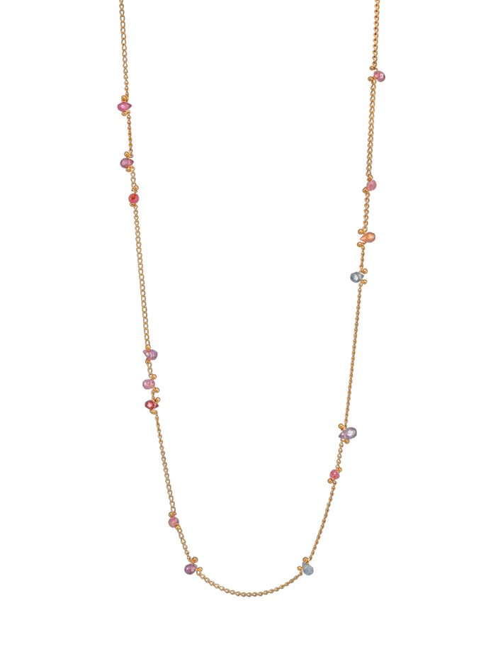 Briolette chain necklace in spinel and gold vermeil