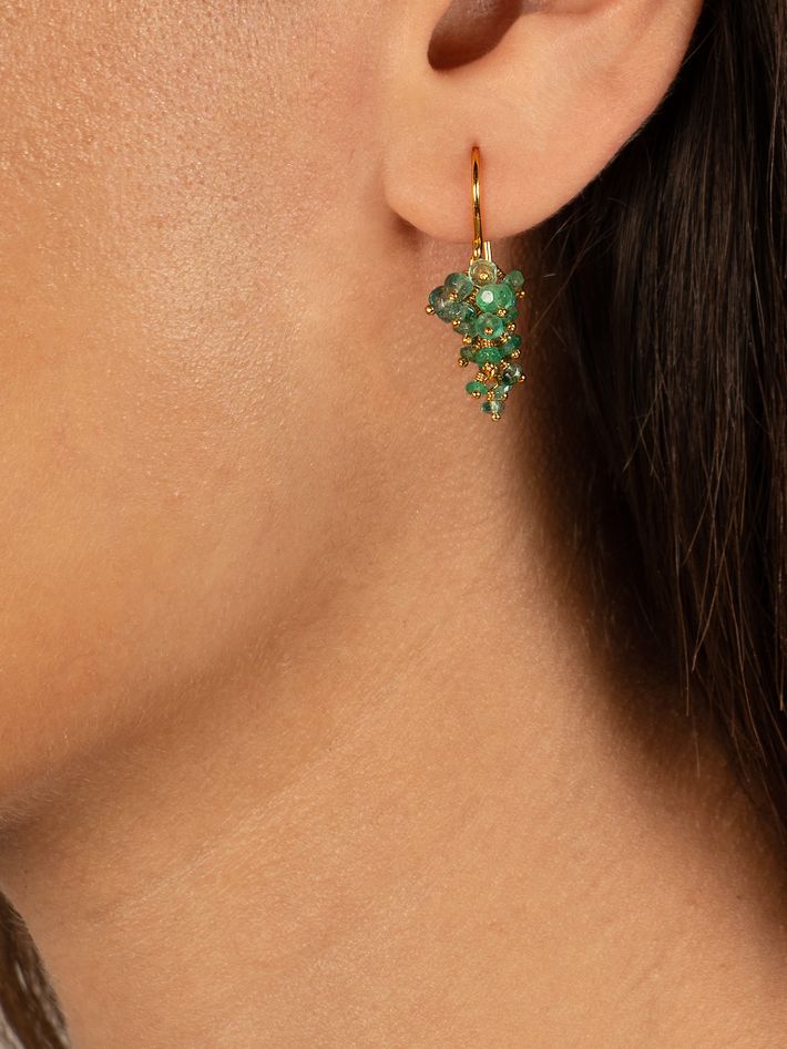 Grape earrings in emerald and gold vermeil