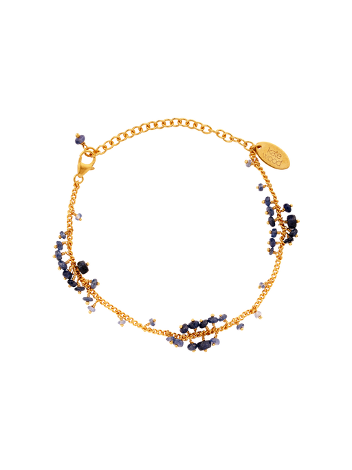 Scattered row beaded bracelet in sapphire and gold vermeil photo