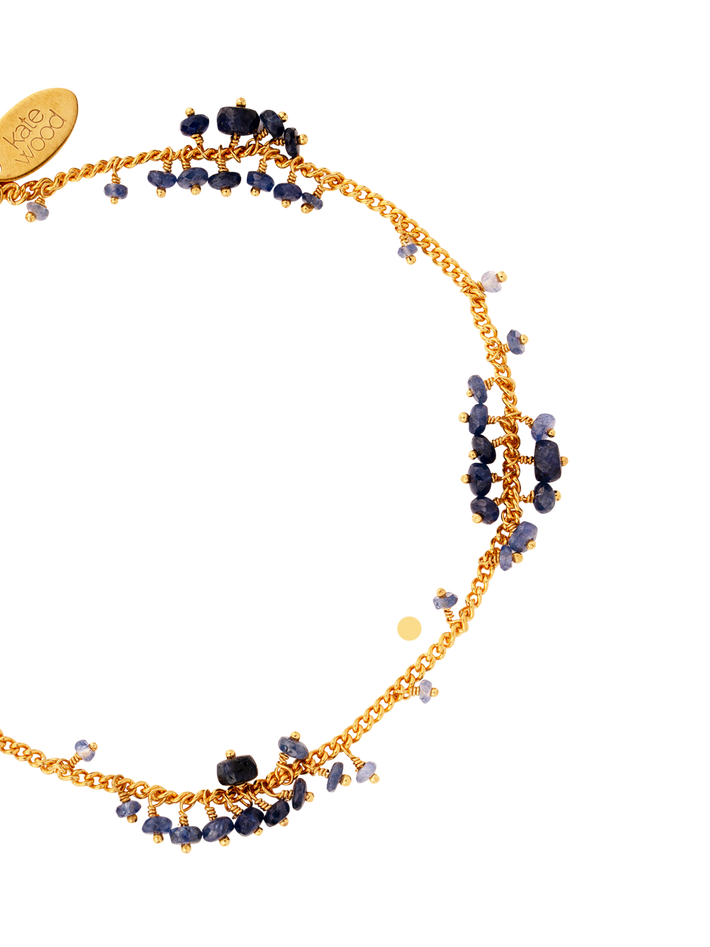 Scattered row beaded bracelet in sapphire and gold vermeil