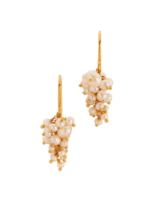 Pearl and gold grape earrings photo